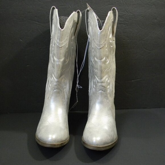 Sugar Womens Tammy Silver Embroidered Tall Cowboy, Western Boots Shoes NWT - Picture 4 of 12